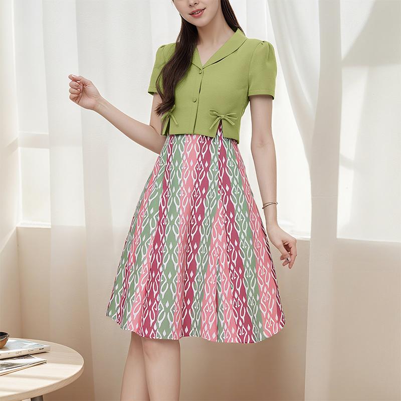 

ZANZEA Женское летнее повседневное платье с коротким рукавом и V-образным вырезом с принтом S зелёный