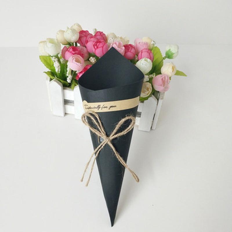 50Pcs/lot Kraft Paper Bouquet Wrapping Paper Flower Tube Creative Card Black Primary Color Greeting Card Diy Retro Dried Flower
