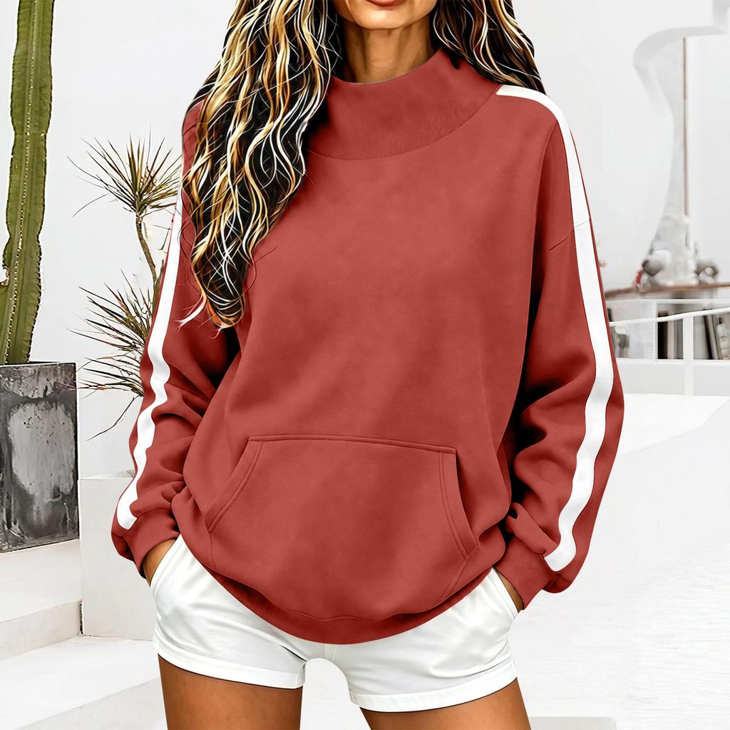 Lässiges Damen-Sweatshirt mit langen Ärmeln und hohem Kragen für den Alltag