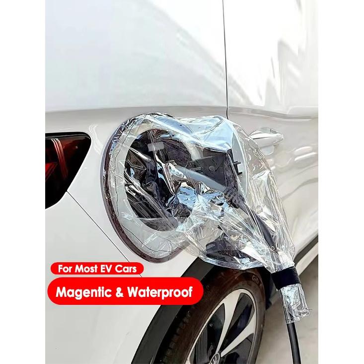 Vodotěsný kryt portu nabíječky elektromobilu, Magnetický kryt zástrčky nabíječky elektrického auta, Venkovní vodotěsný odolný, Průhledný