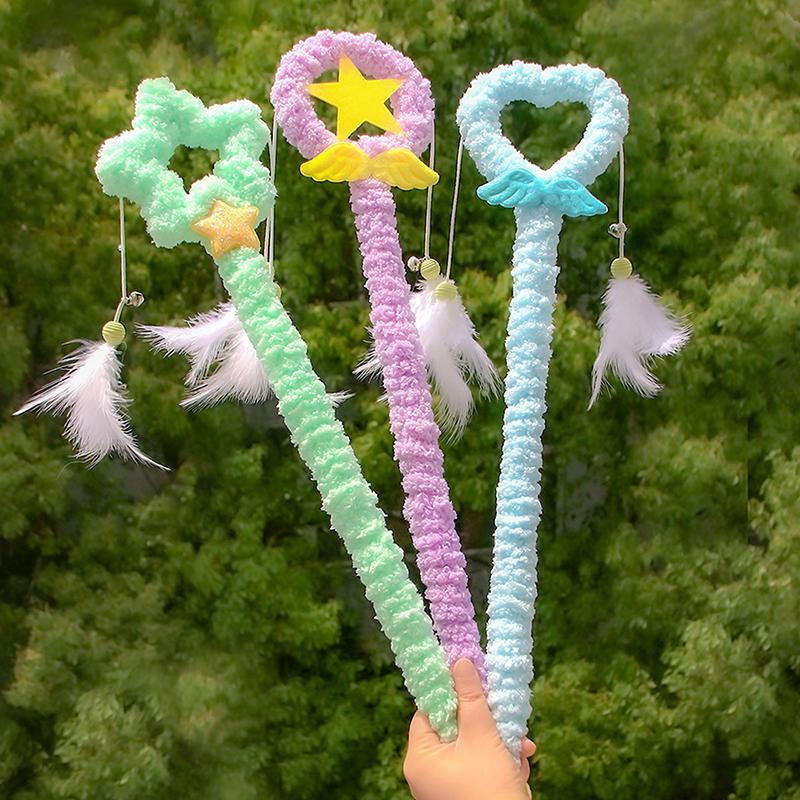 Teaser Feder Spielzeug Kätzchen Lustig Bunt Stab Plüsch Haustier Interaktiver Stick Zubehör