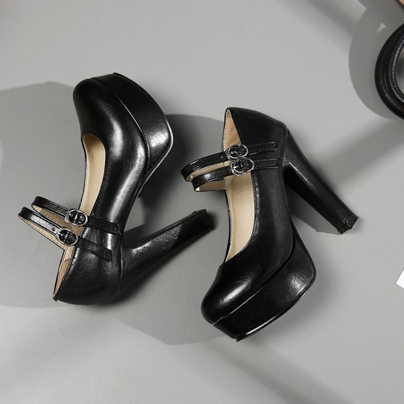 Silver Black Gold Women's Heels Elegant Ankle Strap Platform High Heels Pumps Mary Janes Shoe Luxury Sexy Party Wedding Shoes