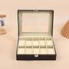 1 Stück Schwarze PU-Leder-Uhrenbox Vitrine Organizer Mit Glasdeckel mit Rahmen Und Herausnehmbarem Kissen Für Männer Und Frauen