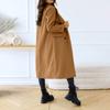 Women's Long Solid Double Breasted Long Sleeves Pocketless Coat Outwear Pocket Decoration