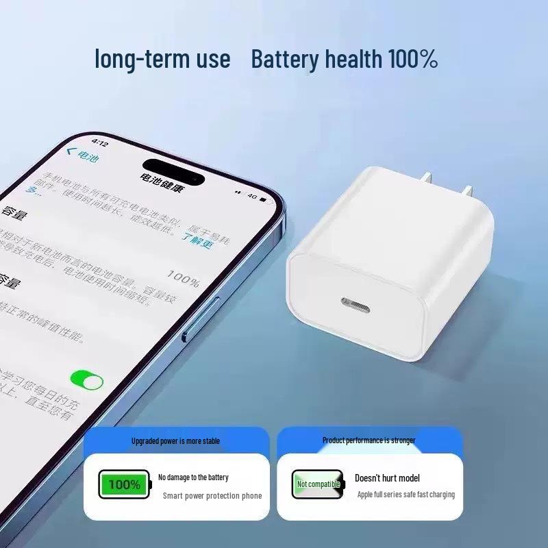 PD 30W Charger Head & Dual Type-C Braided Cable Fast Charging Set, Compatible with Apple 15, 3C Certified.