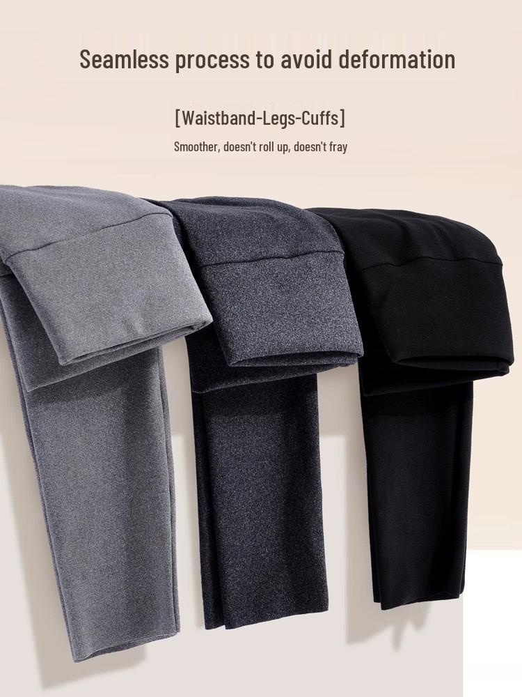 Plus Size Women's Thermal Fleece High-Waist Seamless Pants for Autumn/Winter