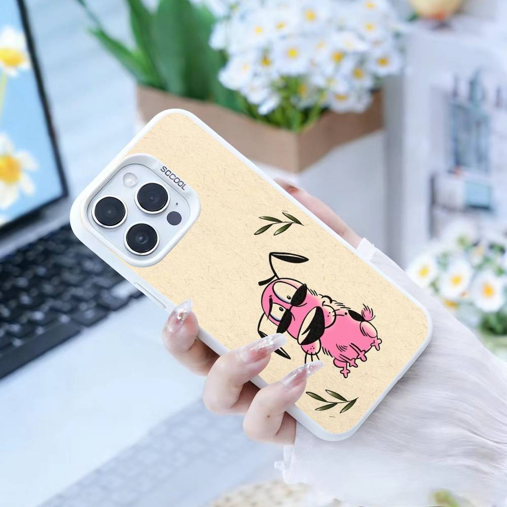 Courages Cowardly Dog Phone Case For IPhone 16 17 15 14 12 13 Pro Max white Color Shockproof Cover