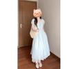 Square Neck Bubble Sleeve Striped Dress Women's Summer Sweet Casual Temperament Waist Dress