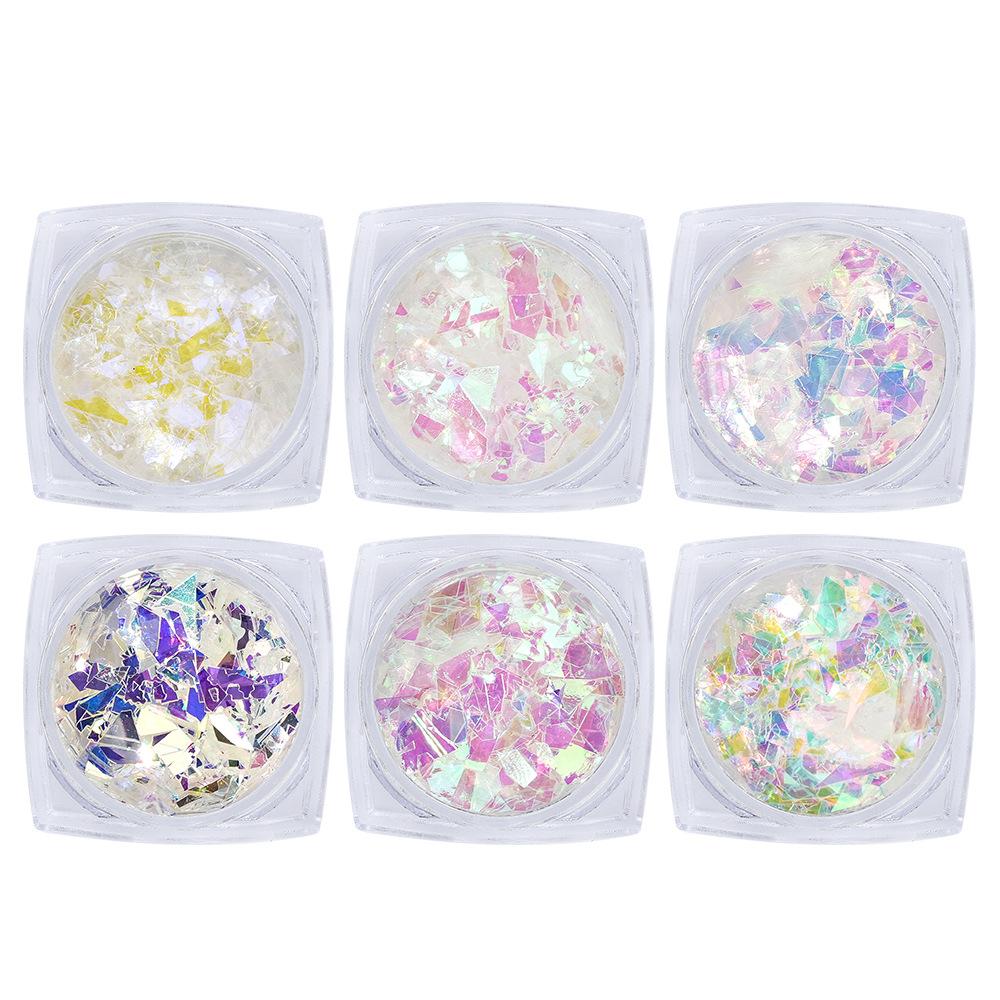 Nail Art Sequins Nail Patches Irregular Laser Sequins Aurora Cellophane Nail Art Trinkets Box