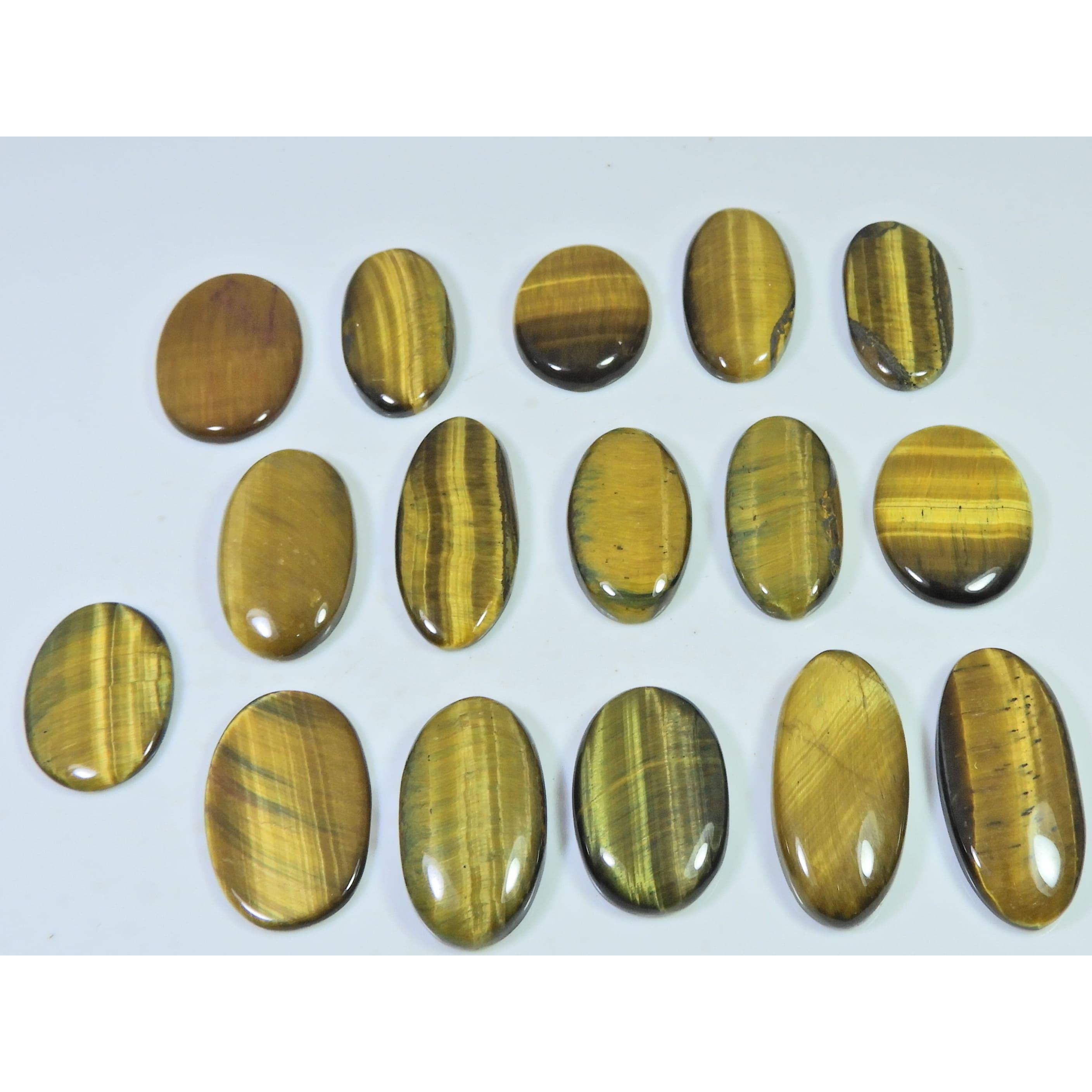 

325Cts. Natural Tiger Eye Oval Cabochon Loose Gemstone 16Pcs Lot 23-29 MM C-724