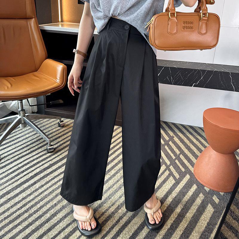 

Women s Spring 2026 White Wide-Leg Cropped Cargo Pants: Hip-Covering, Slimming, High-Waisted, Loose, Straight-Leg Casual Style S [Suggest below 99 jin]