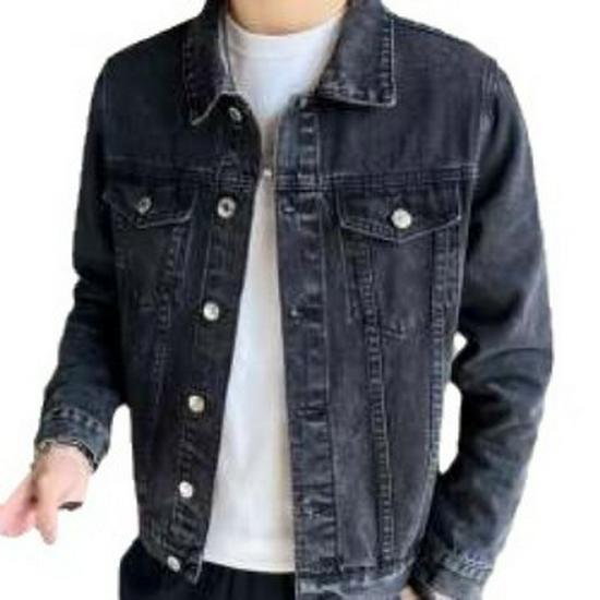 Men's Loose-Fit Denim Jacket: Casual and Trendy Korean Style with Splicing Design for Spring and Autumn