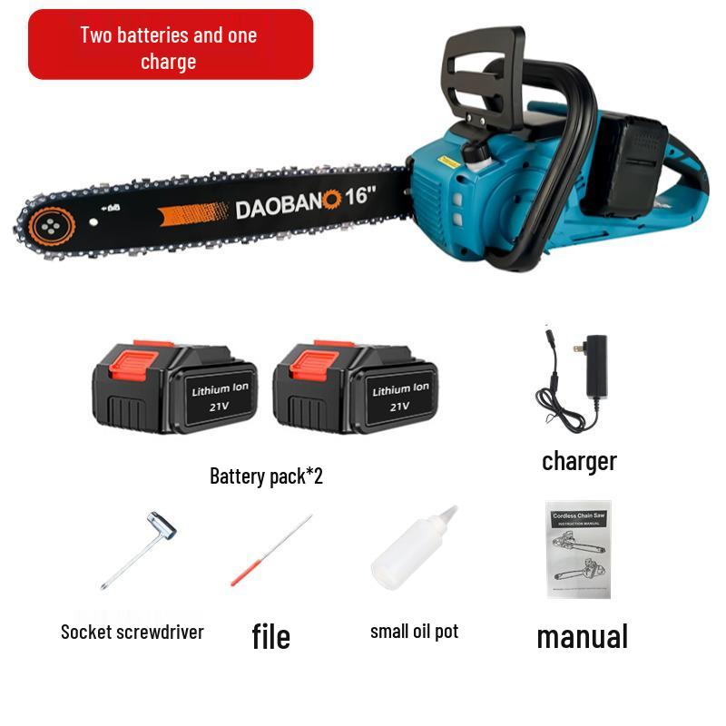 16-Inch Brushless Cordless Electric Chainsaw - Rechargeable Lithium Battery Powered Saw for Woodworking and Logging.
