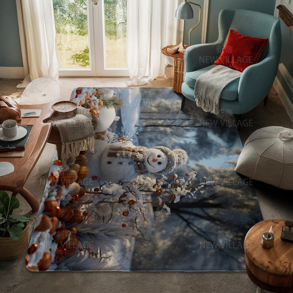 House Entrance Carpet Home Door Mat Living Room Bath Foot Bathroom Non-slip Water Absorption Rugs Bath Merry Christmas Winter