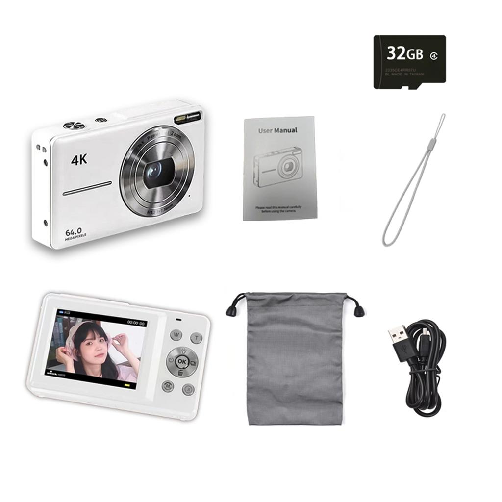 4K/30FPS Digital Camera 64MP Digital Video Camera 2.88 Inch Screen 18X Digital Zoom Built-in