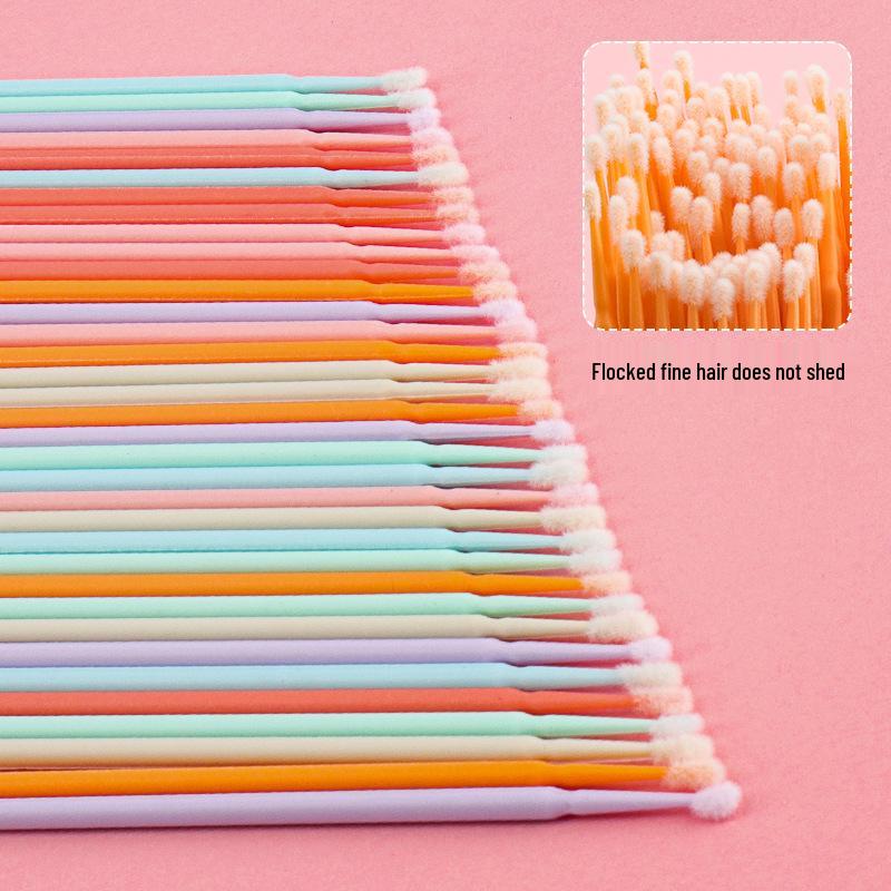 100 Macaron Cotton Swabs for Eyelash Extensions - Small Grafting & Cleaning Micro Brushes