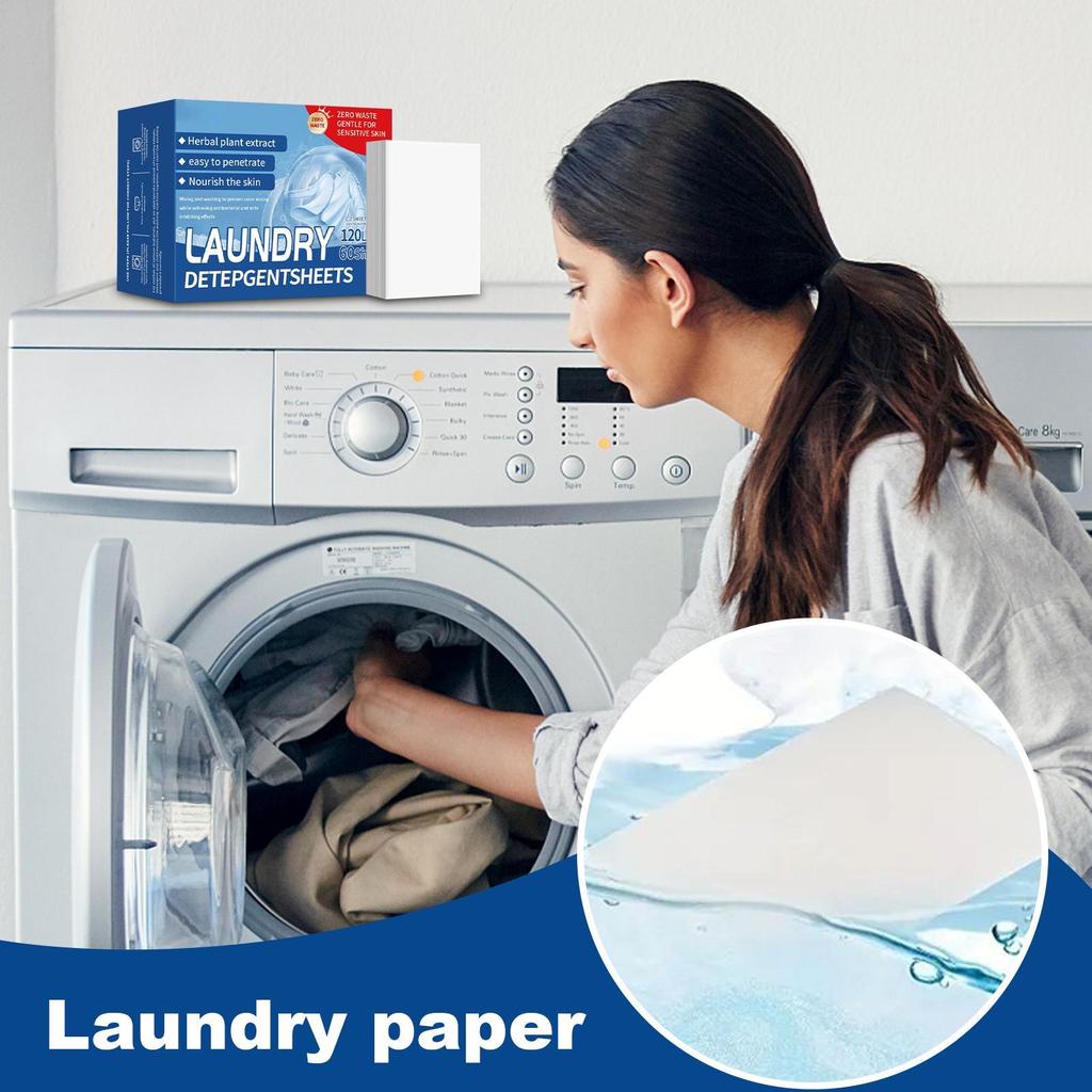 Washer Sheets Detergent 120 Loads Washing Machine Detergent Sheets Fresh Scent Cleaning Paper For Cruise Adventure RV Life