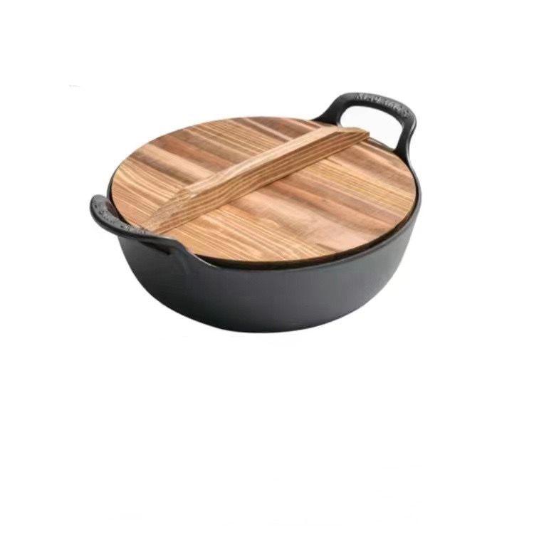 Cast Iron Multi-Function Stew & Frying Pot, Non-Stick, Double Ear Design