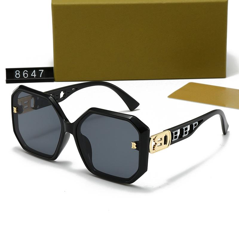 ins new B home European and American retro sunglasses box versatile Internet celebrity polygonal sunglasses