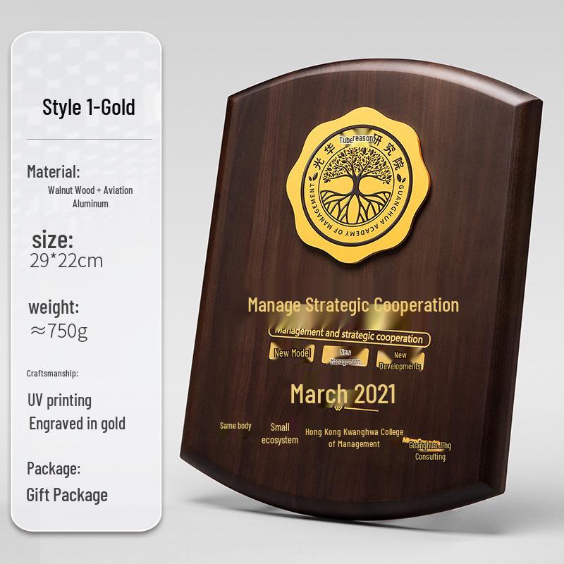 Custom Crystal Plaque with Wooden Medal - Commemorative Walnut Award Plate for Dealer Authorization and Honors