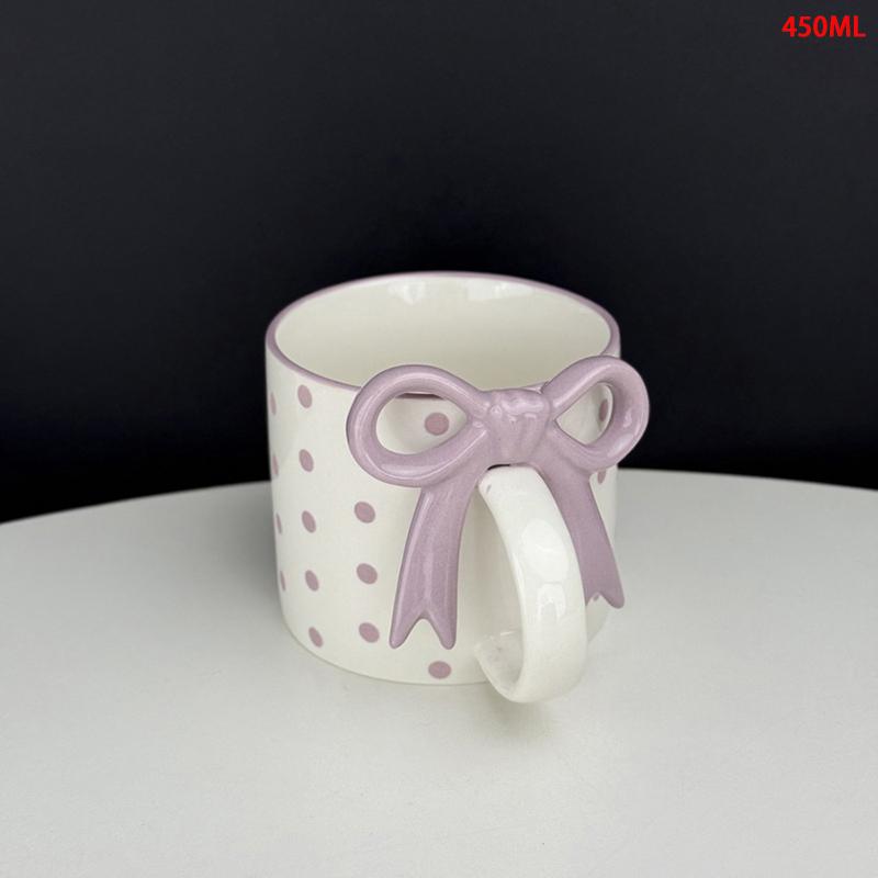 

Кружка керамическая с ручкой-бантом, креативный дизайн с ручкой-бантом, клетчатый узор, кофейная чашка, подходит для украшения дома
