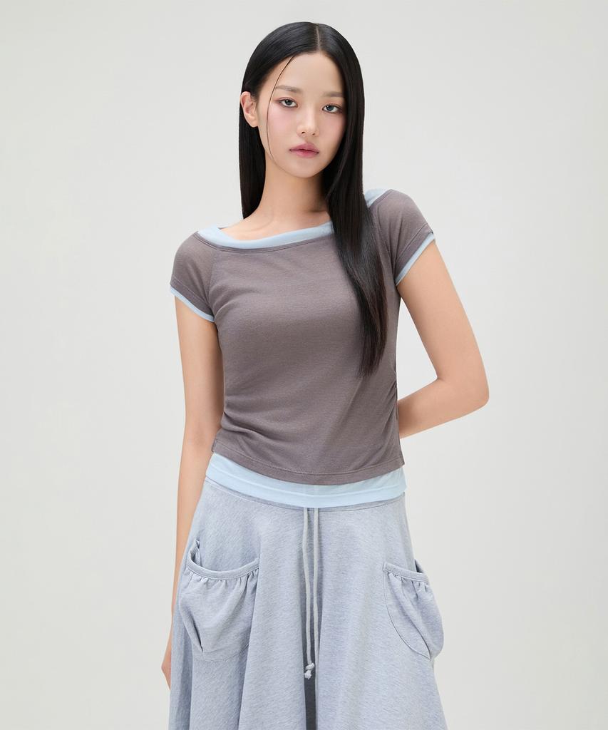 MIXXO Boat Neck Layered T-Shirt Re Lwg40Ms_Miwhwg71Qa