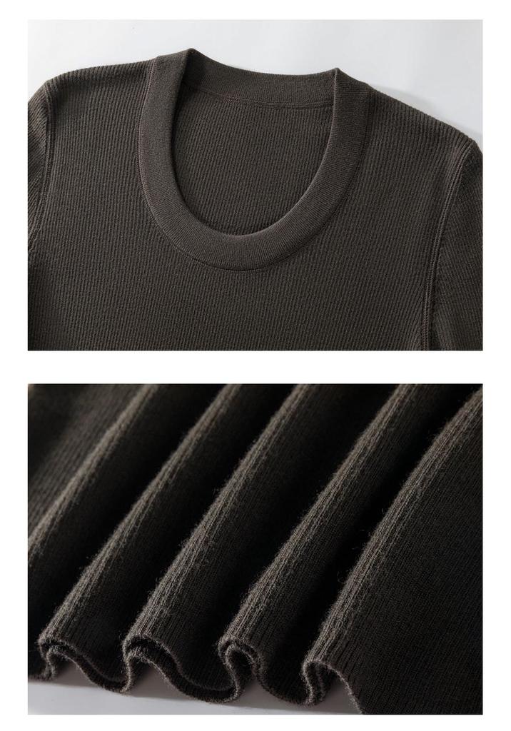 Autumn/Winter U-Neck Wool Sweater for Women - Slimming Knitted Base Layer Top
