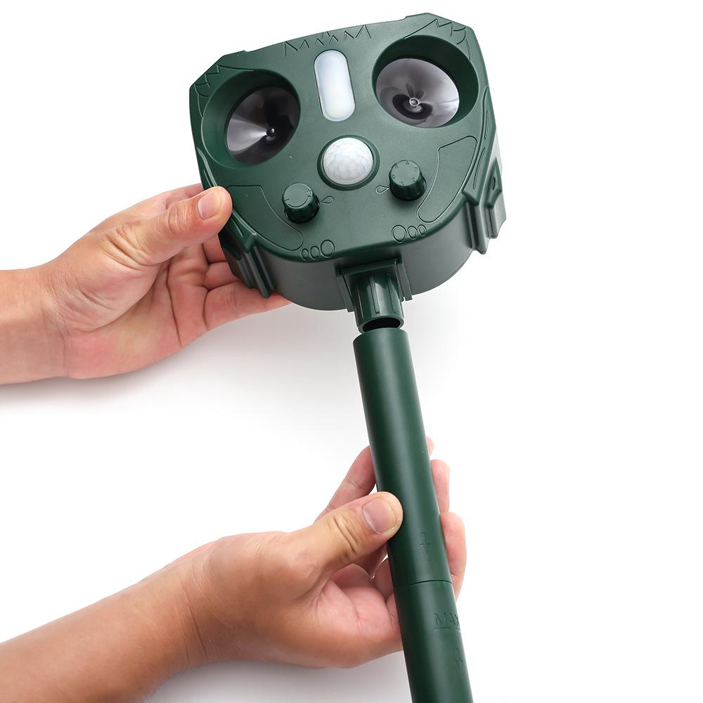 Solar Ultrasonic Animal Repeller with Infrared, Strobe Light & Waterproof Design for Rodents, Cats, and Dogs