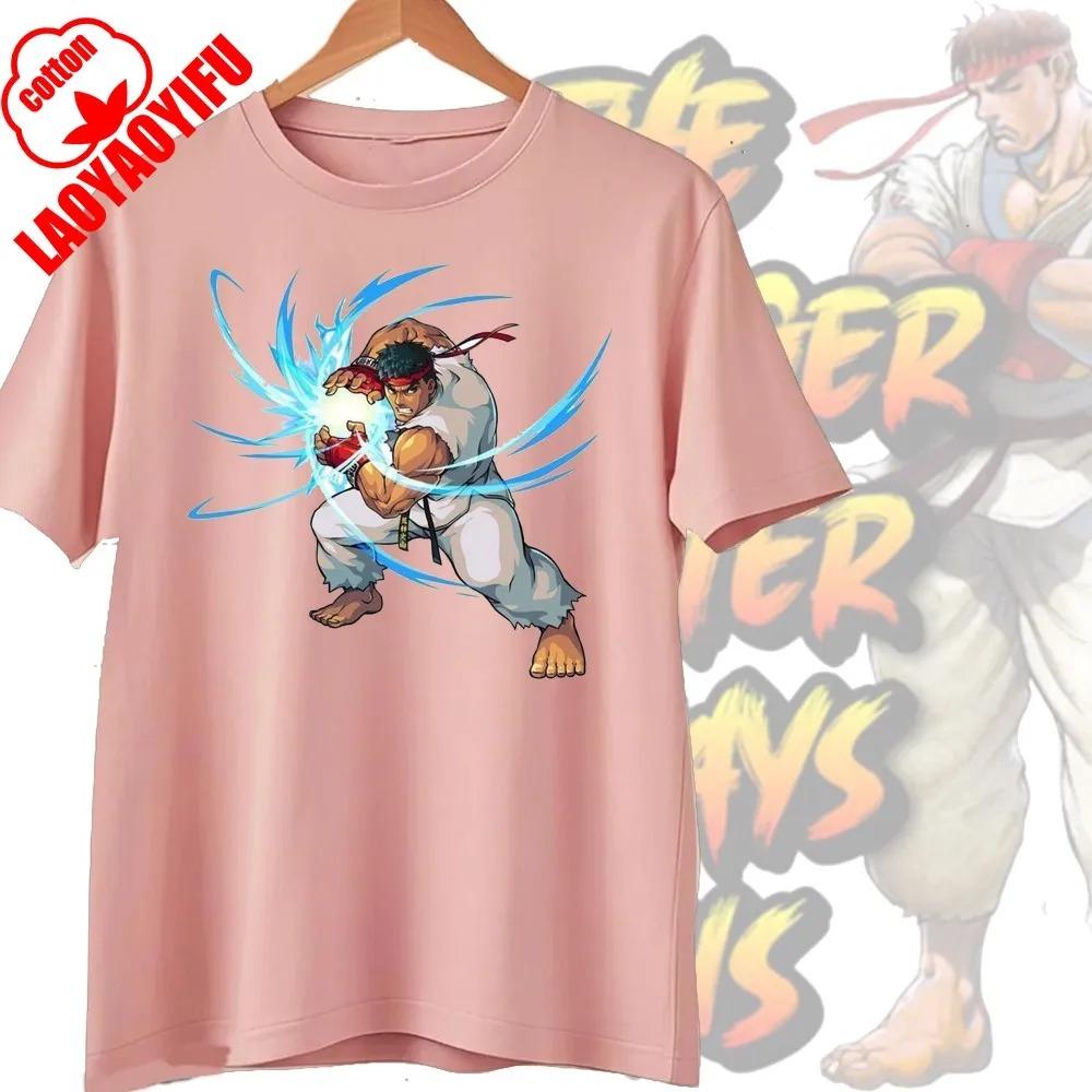 Street Fighter Chun-Li Ryu Bedruckte Y2K Neue Paar Baumwoll-T-Shirts Männer Frauen Streetwear Lässig Harajuku Retro Unisex T-Shirt Top