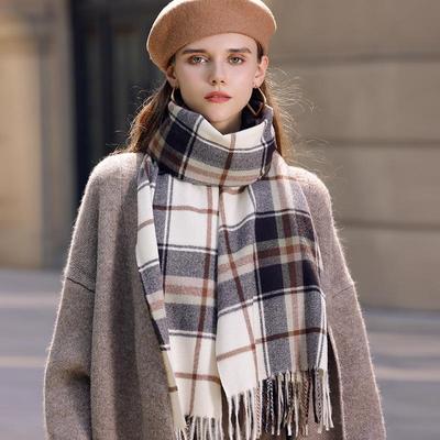 Knitted Rainbow Print Thick Scarf Women Plaid Design Pashmina Shawls Cashmere Shawl Lady Warm Winter Wrap Tassel Scarves