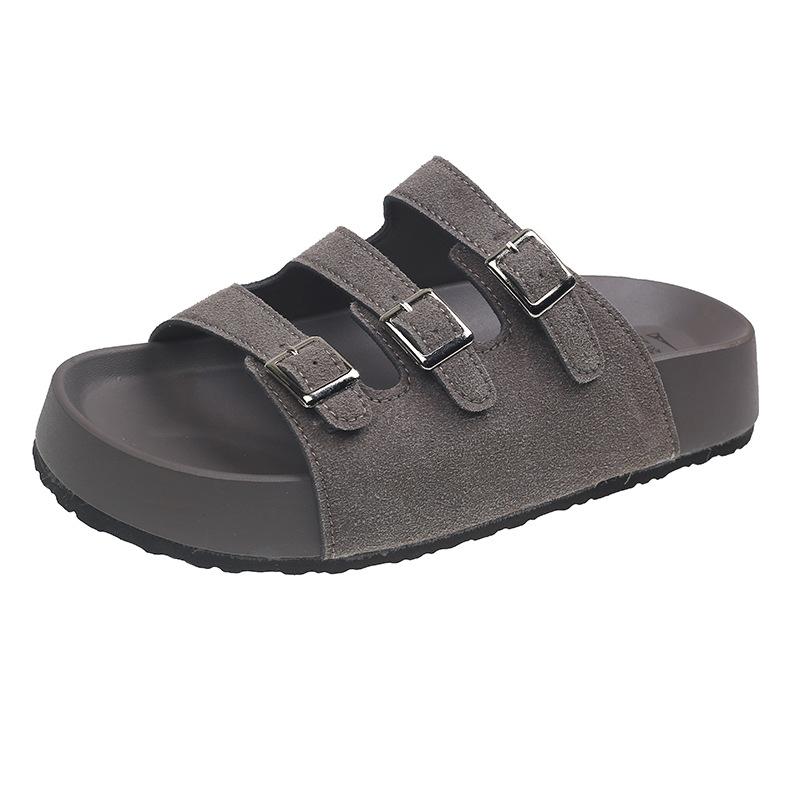 

Korean version of the new fashionable retro one-word drag women wear low-heeled flat-bottomed seaside beach Roman cool slippers in summer 35