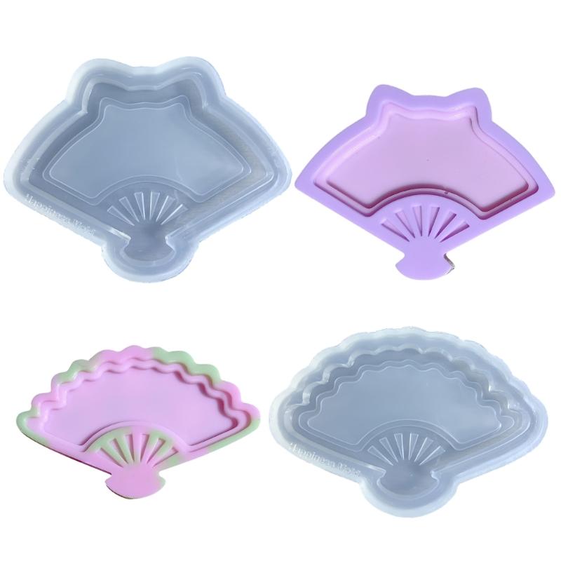 Stunning Folding Fan Shaped Desserts Mold Soft Silicone Molds DIY Fan Resin Casting Mould Wedding Gift Party Favor