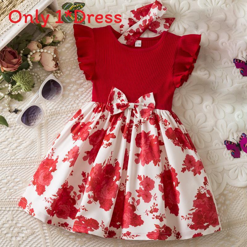 Summer Girl Dress With Floral Print For Toddler Girls Gift For Birthdays