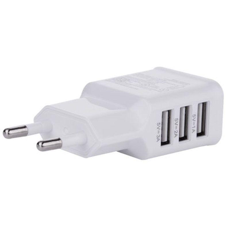 Smart Usb Wall Charger For Samsung Phone 3 Ports Eu Plug Natural Cooling White