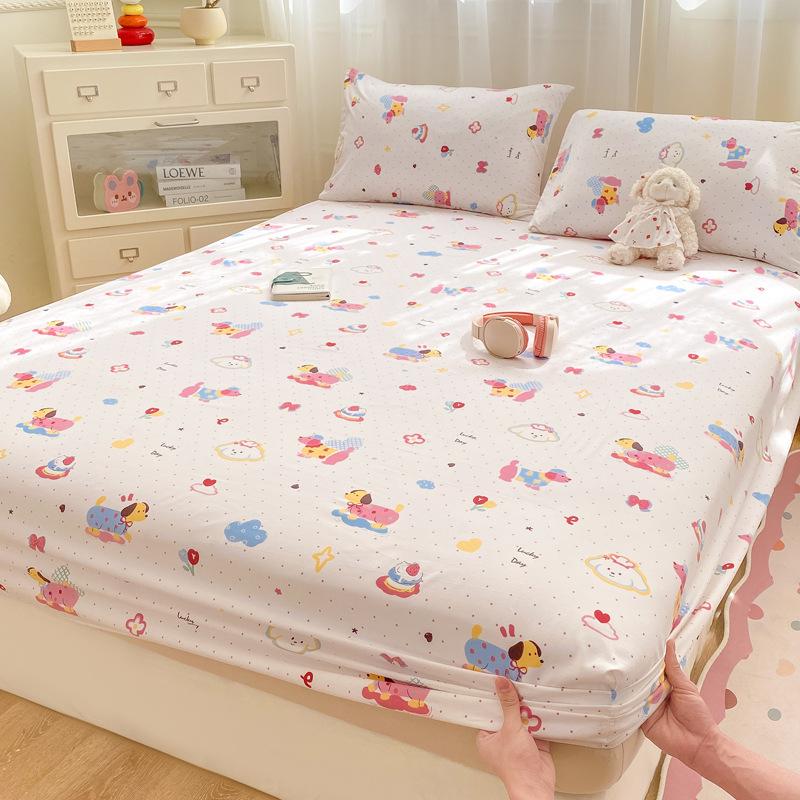 Třídílná sada prostěradel z čisté bavlny pro maminky a miminka, jednobarevná praná bavlna, prostěradlo na holé spaní, plně obepínající ochranný potah na matraci