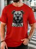 Pitbull Head With Bully Letter Unisexs Front Print T Shirt Cool Dog Graphic Tee Casual Short Sleeve Top Dog Breed Lover Gift