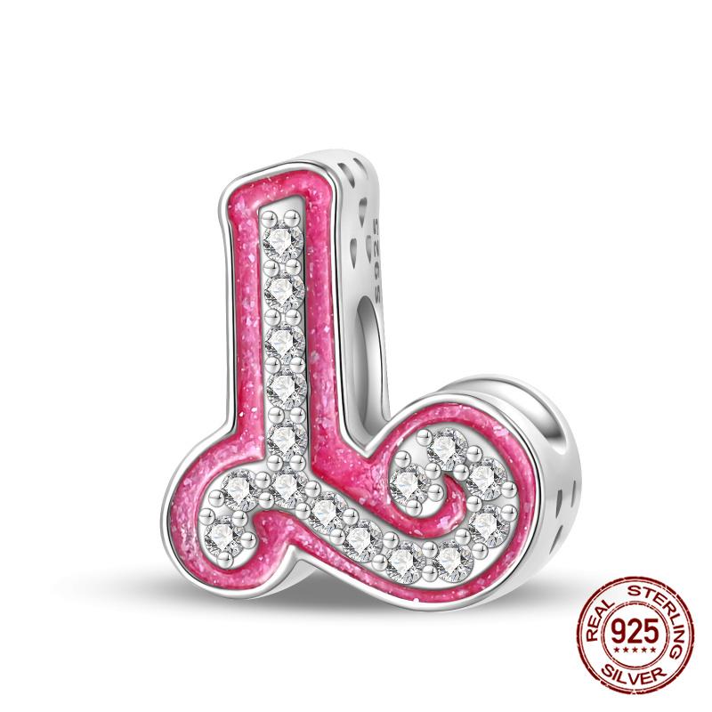 Authentic Pink Charm Bead Charms Bead Charms Copper 26 Letter Charm Bead Charms Compatible With Authentic Bracelets Do It Yourself Jewellery Making Wo