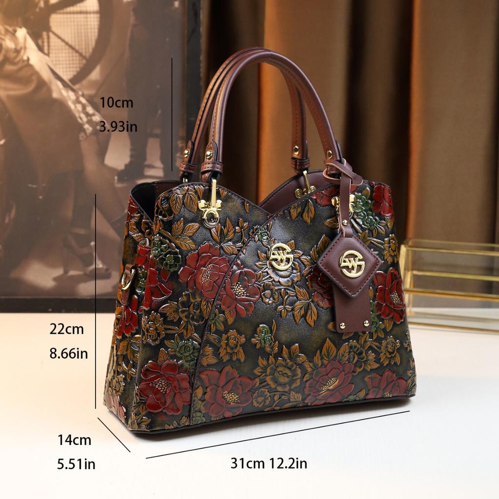Chinese Classical Engraved Series Light Luxury Women'S Handbag Large Capacity Fashion High Sense Shoulder Messenger Bag