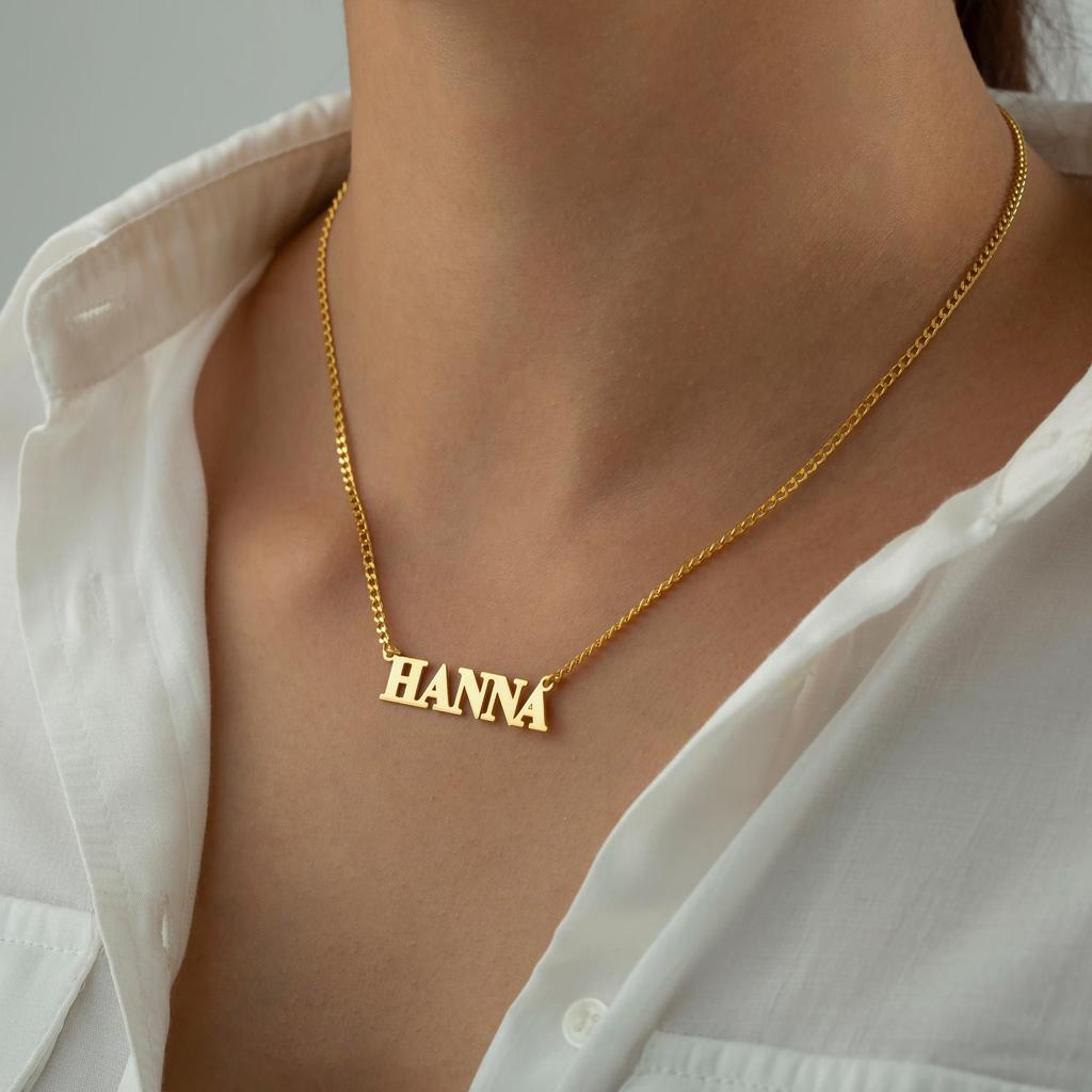 Personalized Gold Name Necklace Custom Name Necklace Dainty Name Necklace  Gold Plated Stainless Steel Valentins Day Gift