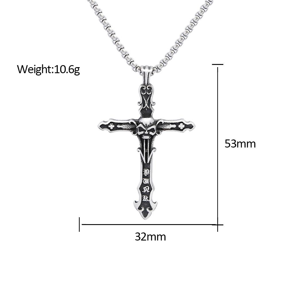 Stainless Steel Fashion Vintage Cross Pendant Old Personality Men's Skull Necklace Pendant