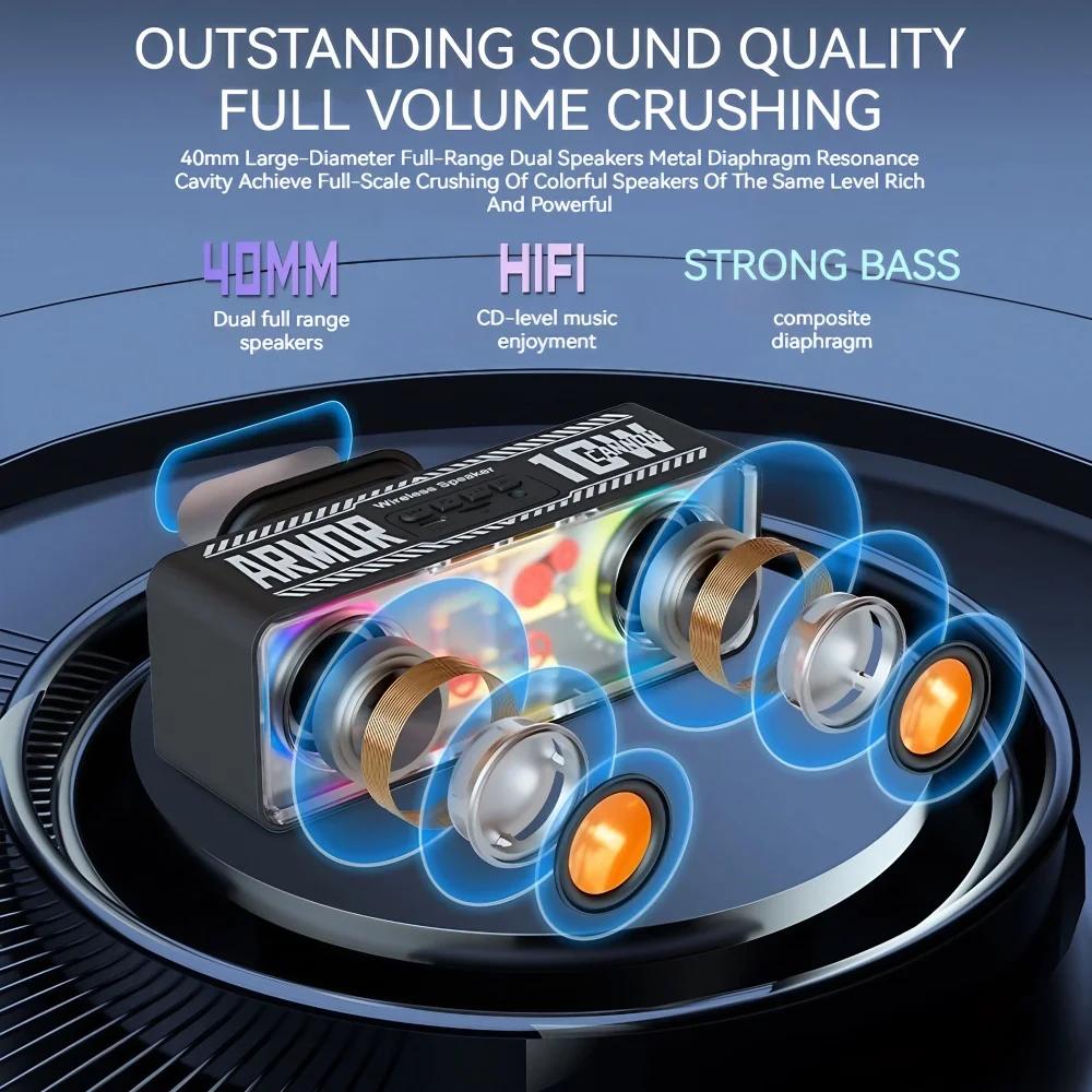 Transparent Mecha Wireless Bluetooth Speaker Home Computer E Sports Colorful Light Steel Cannon Bass Diaphragm