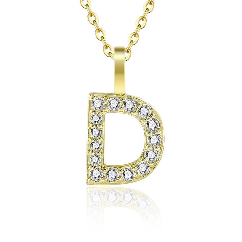 Gold Color Pendant Necklace with Chain for Women - Initial Jewelry Gift