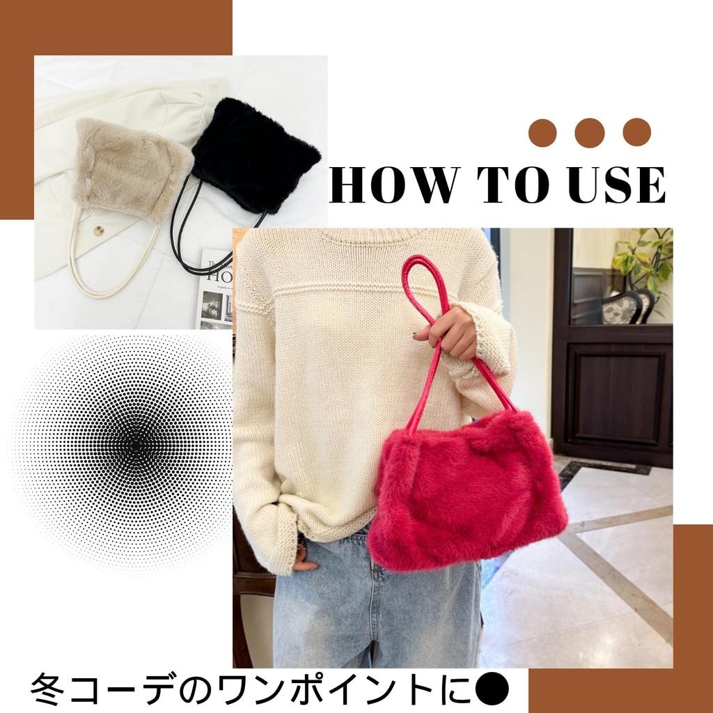 Andrei Fur Tote Shoulder Fluffy Faux Stylish for and More Women's Bag, Fur, Lightweight, Fall/Winter, Commuting, School, (White)