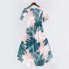 Women's Casual V Neck Short Sleeve Dress Retro Floral Print Midi Dress Lightweight Comfortable Fit Flared Hem Summer Dress