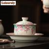 170ml Schweinefettsülze Kleiner Garten Gaiwan Handgefertigte Teeterrine Teeschale mit Deckel Set Teezubereitungsdeckelschale Teeartikel Dekoration