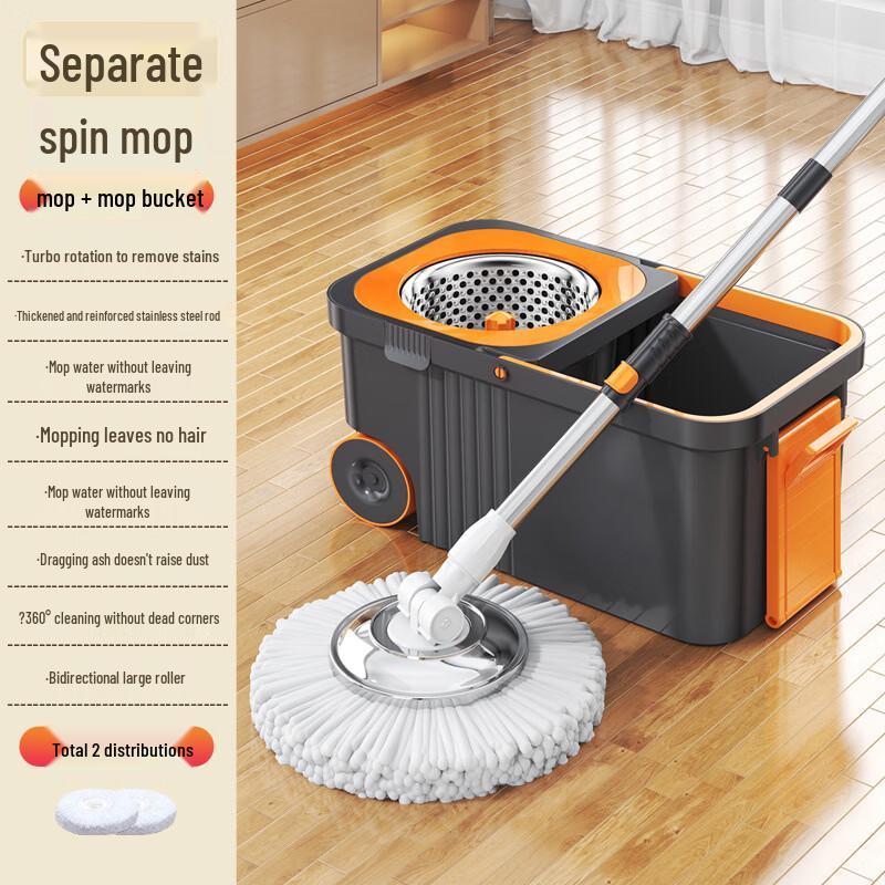Self-Wringing Rotating Mop with Bucket