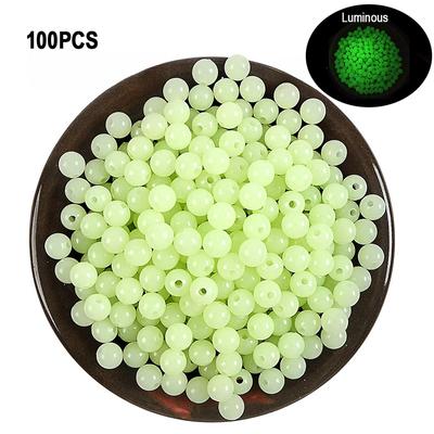 100pcs Luminous Beads Fishing Space Beans 4mm 5mm 6mm 100pcs/bag  Rubber Lure Light Glowing Float Balls For Outdoor Fishing Tackles
