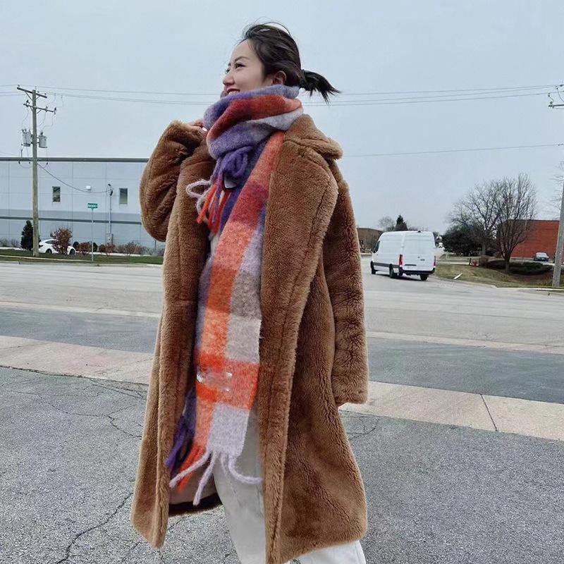 Rainbow Scarf Women's Winter Shawl Couple Colored Plaid Warm Thickened Ins Trendy Cute Girl Student Versatile