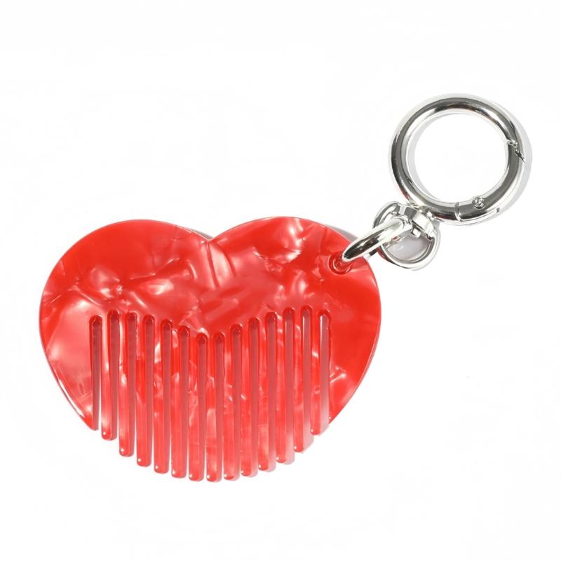 

Versatile Double Purpose Heart Keychain And Miniature Comb With Rounded Brims For Safe Handling Everyday Carry красный