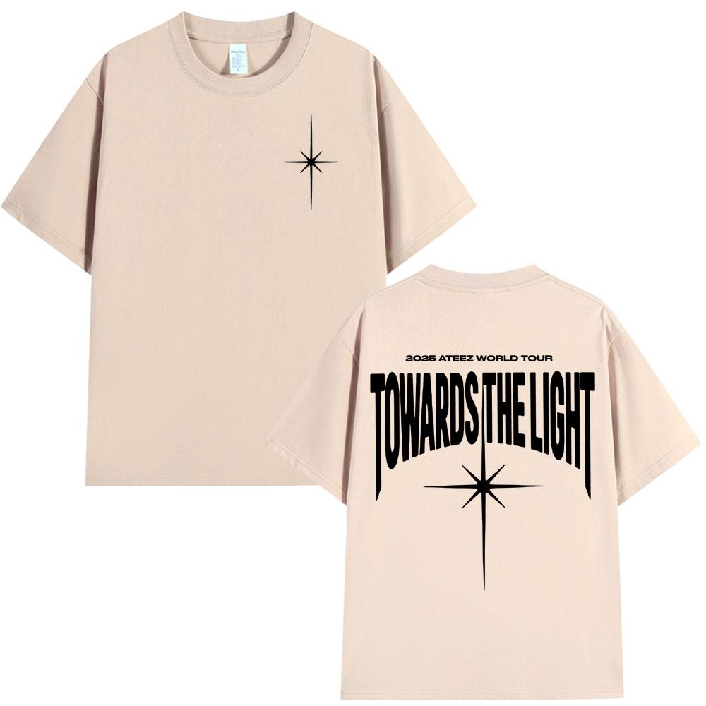 Fashion 2025 Ateez World Tour Towards The Light T Shirt Korean Kpop T-shirt Men Women Casual Cotton Cozy Short Sleeve T-shirts